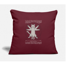 Vitruvian Cat Burgundy Pillow